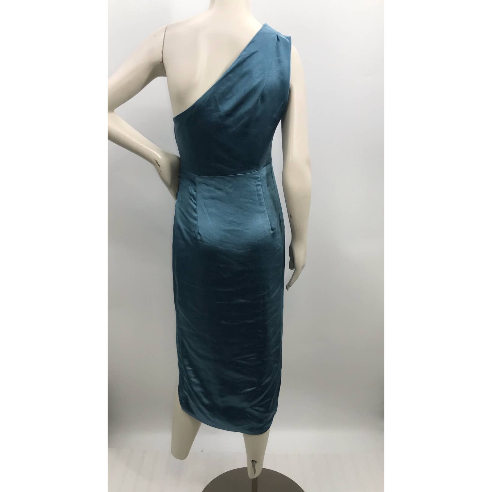Rosedress Blue One Shoulder High Slit Satin Cocktail Party Dress Womens S — image 8 of 8